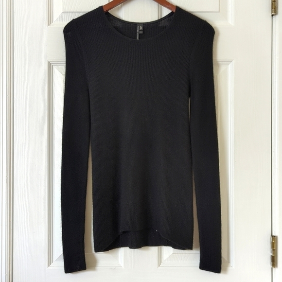 Theyskens' Theory Cashmere & Silk Lightweight Ribbed Knit Sweater Black Large - Picture 1 of 10